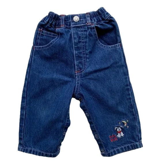 BUM Equipment Blue Denim Pull-On Embroidered Dog and Moon Jeans Size 0-3 Months - Picture 6 of 6
